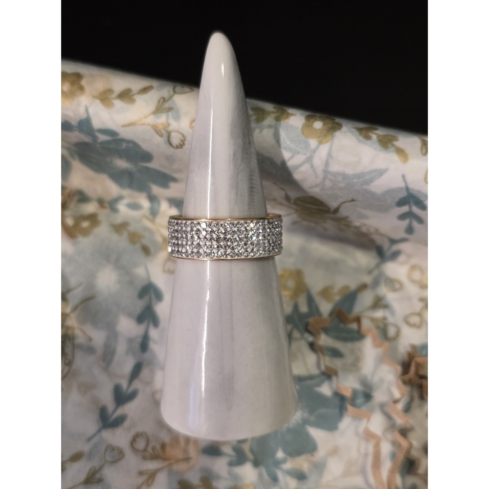 Titanium Crystal Pave Band Gold Plated Women's Size 9.5
